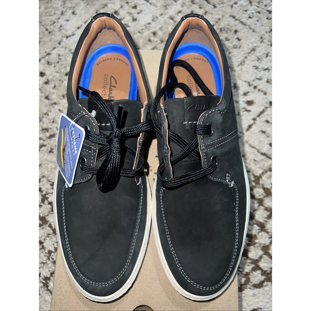9.5 CLARKS Cambro Low Lace Up Sneakers Men's Black Nubuck